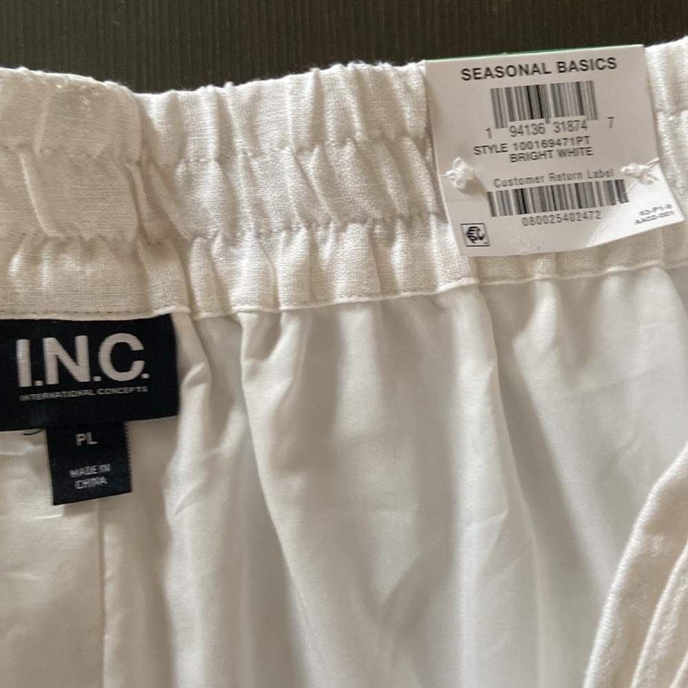 I.N.C. LINEN BLEND HIGH RISE WIDE LEG PANTS. WHITE - Picture 5 of 14
